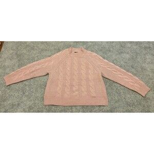 J. Crew Womens Pink Mock Neck Cable Knit Sweater Alpaca Blend Size XL